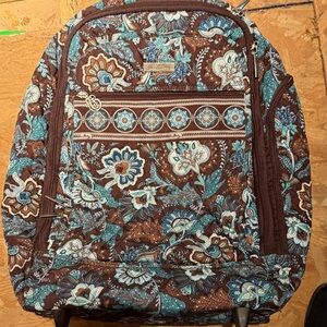 Floral Brown and Blue Vera Bradley Backpack rolling suitcase